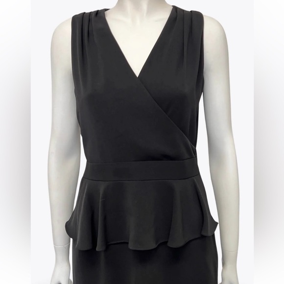 NWT Lauren Ralph Lauren Little Black Dress Women’s 14 Peplum Sheath Surplice LBD - Picture 7 of 11